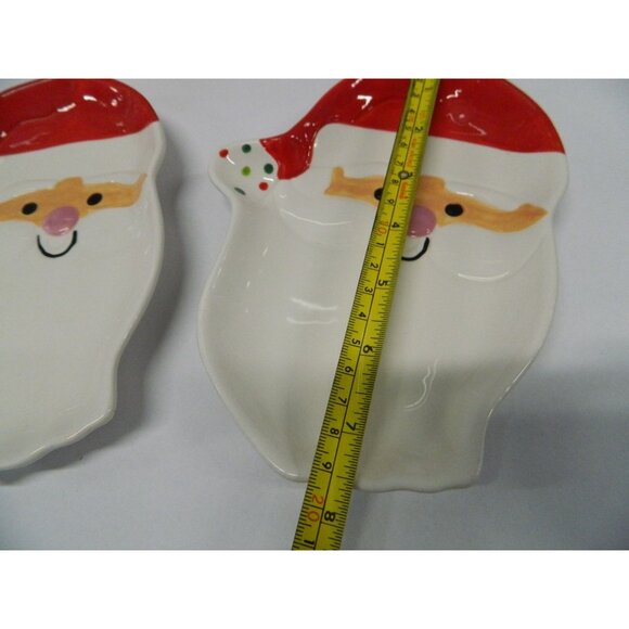 2 Santa Claus Plates & 2 Decorative Swirl Bowls For Holiday Tableware Ceramic - Picture 3 of 11